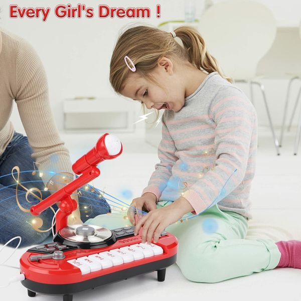 Kids Piano Keyboard with Microphone 8 Keys Multifunctional Electronic Piano Educational Musical Instrument Toys