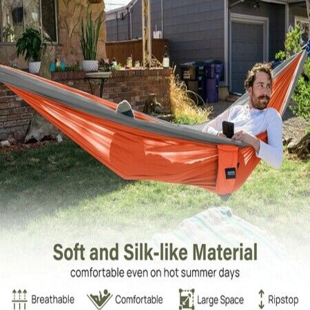 Camping Hammock Double and Single Portable Hammocks with 2 Tree Straps 270x140cm