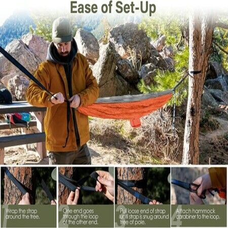 Camping Hammock Double and Single Portable Hammocks with 2 Tree Straps 270x140cm