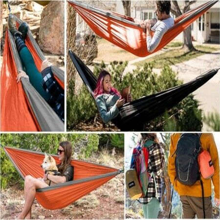 Camping Hammock Double and Single Portable Hammocks with 2 Tree Straps 270x140cm