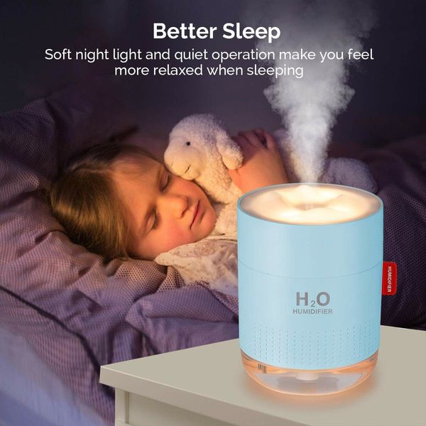 Portable Mini Humidifier,500ml Small Cool Mist Humidifier,USB Personal Desktop Humidifier,Auto Shut-Off,2 Mist Modes,Super Quiet (Blue)