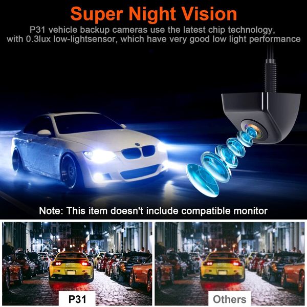 Backup Camera HD Waterproof Night Vision Metal Rear View Reverse Cam for Car Truck Pickup RV Van SUV