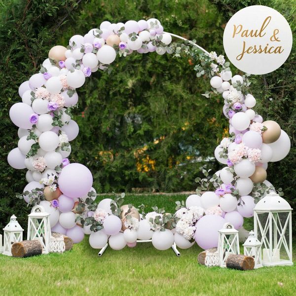 Round Backdrop Stand Arch Hoop Party Wedding Photo Metal Frame Circle Balloon Decoration Flower Holder 2M White