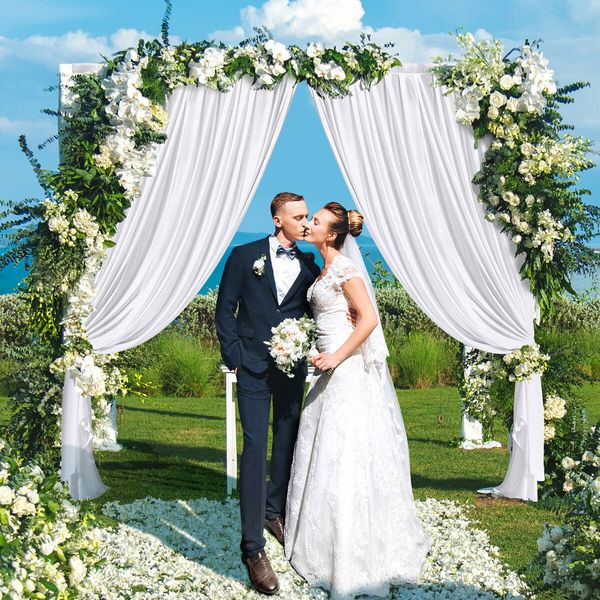 White Backdrop Curtain Silk Background Drape Wedding Party Birthday Decoration Stage Photography with Rod Pocket 3x3m