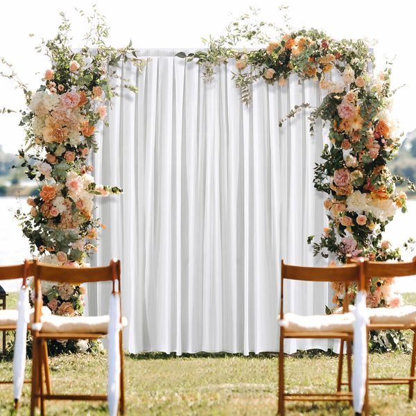 White Backdrop Curtain Silk Background Drape Wedding Party Birthday Decoration Stage Photography with Rod Pocket 3x3m