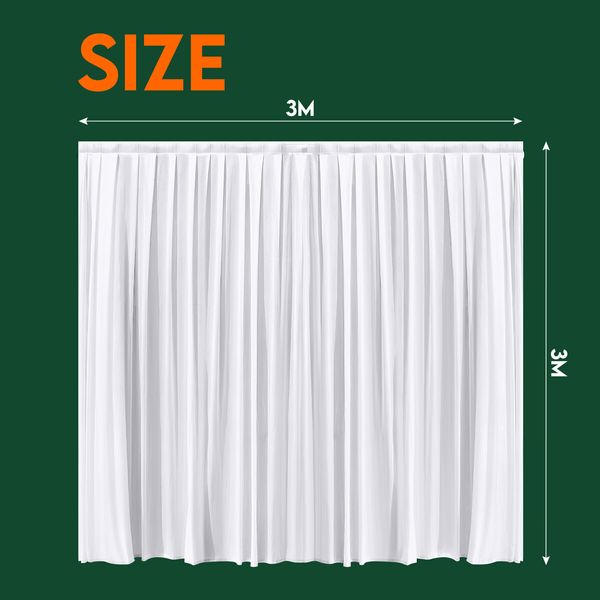 White Backdrop Curtain Silk Background Drape Wedding Party Birthday Decoration Stage Photography with Rod Pocket 3x3m