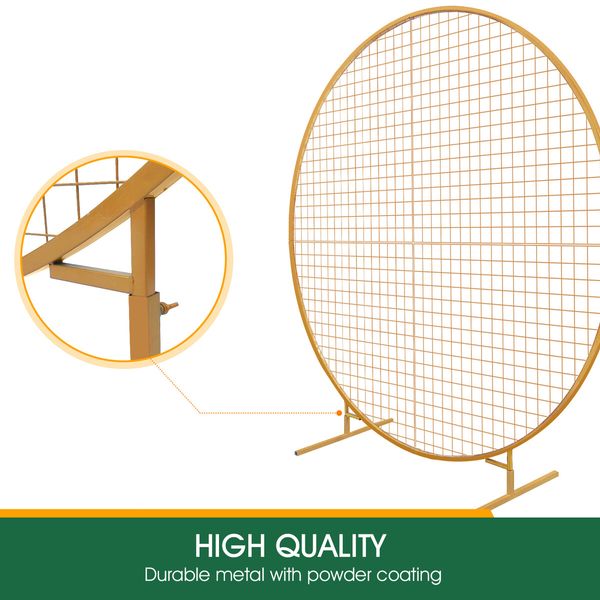 Round Backdrop Stand Arch Mesh Hoop Wedding Photo Party Metal Frame Circle Balloon Flower Decoration Holder 2M Gold