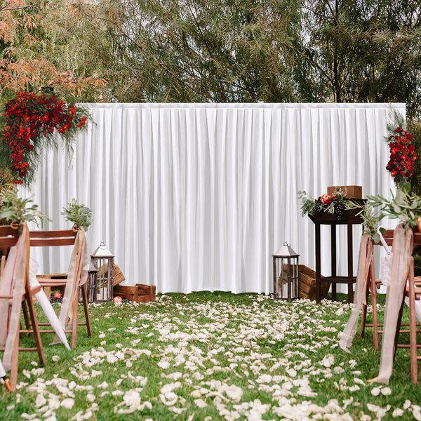 White Backdrop Curtain Silk Drape Background Party Wedding Birthday Decoration Stage Photography with Rod Pocket 3x6m