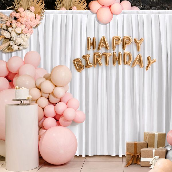 White Backdrop Curtain Silk Drape Background Party Wedding Birthday Decoration Stage Photography with Rod Pocket 3x6m