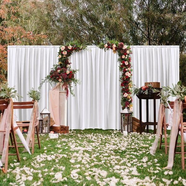 White Backdrop Curtain Silk Drape Background Party Wedding Birthday Decoration Stage Photography with Rod Pocket 3x6m