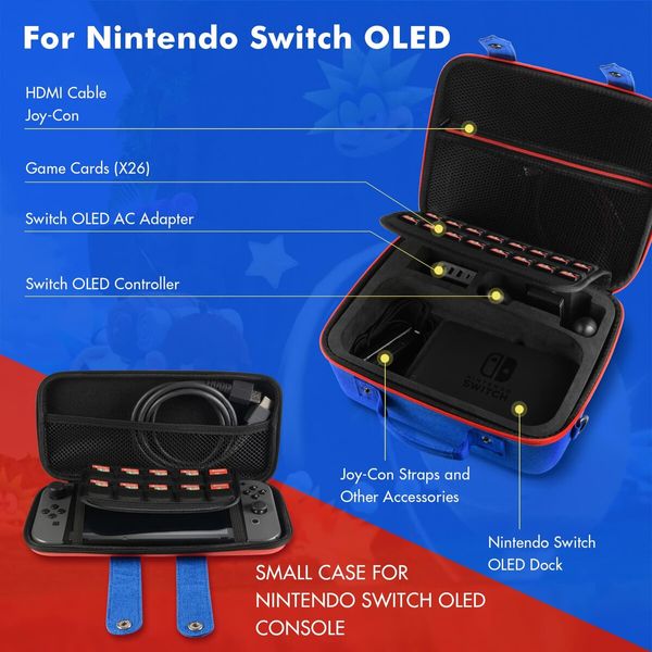 Carrying Case for Nintendo Switch OLED Protective Hard Shell Carry Bag for Nintendo Switch OLED Console