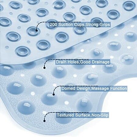 Tub Bath Shower Mat 100x40cm Non-Slip Bath Mat Machine Washable Bathroom Tub Mat