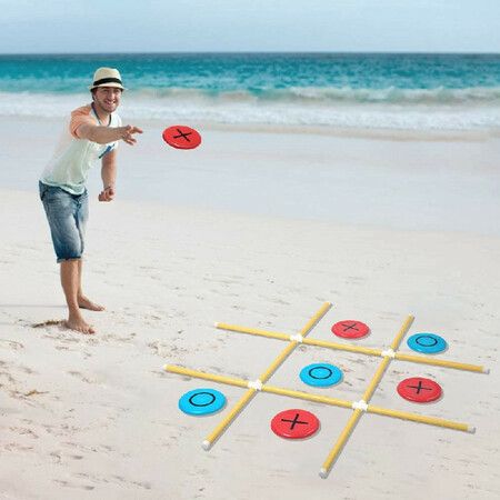 Giant Tic Tac Toe Game PVC Framed Bean Bag Toss Game for Adults & Kids Outdoor Tic Tac Toss Across Yard Game for Family Friends