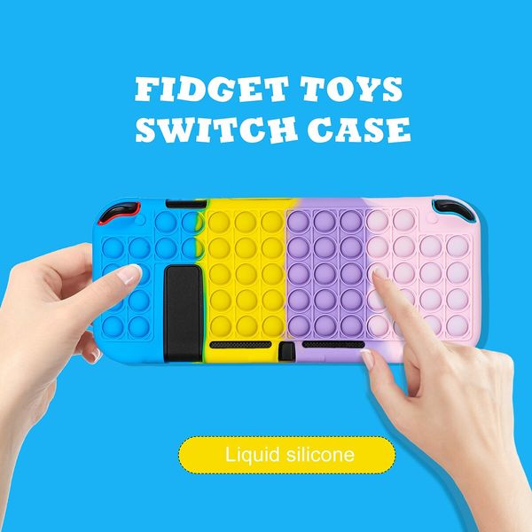 For Nintendo Switch Silicone Case Fidget Toy for Switch Games Cover Soft  Kawaii Shell for Girls Boys Kids Cases for Switch Controllers (Color Bubble)