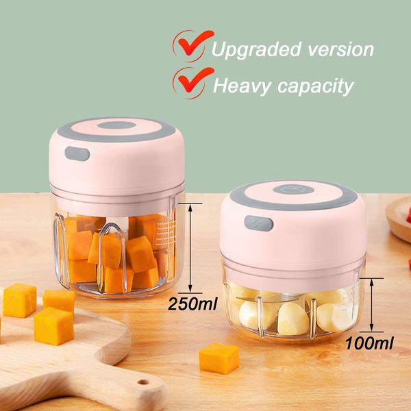 Electric Mini Garlic Chopper,250ML USB Mini Food Chopper Garlic Mincer,Vegetable Chopper,Onion Chopper,Portable Small Food Processor for Garlic,Ginger,Chili,Vegetables (Pink,250ml)