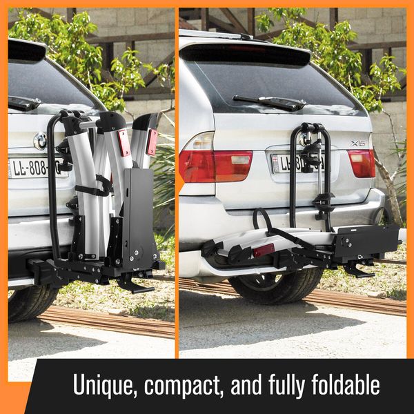 2 Ebike Rack for Car SUV Rear Electric Bike Bicycle Carrier Platform Holder 2 Inch Hitch Receiver Foldable Foot Pedal Tilt 60kg