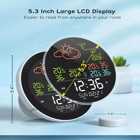 Weather Clock 3-Day Weather Forecast Station Wireless Thermometer Hygrometer Humidity Gauge Atomic Alarm Clock-1 Sensor