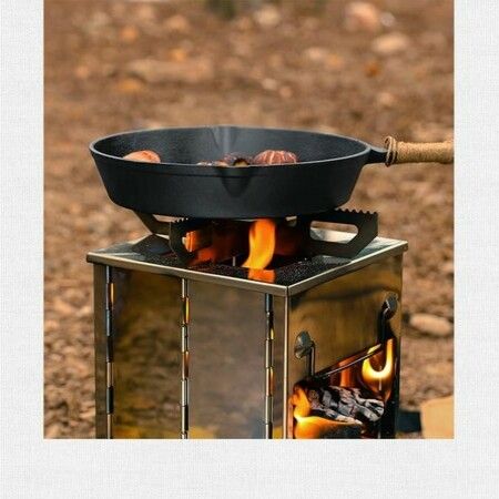 Foldable Campfire Grill, Stainless Steel BBQ Grill with Carrying Bag, Outdoor Wood Stove Burner for Backyard Patio Cooking Hiking Backpacking Picnic Travel Party