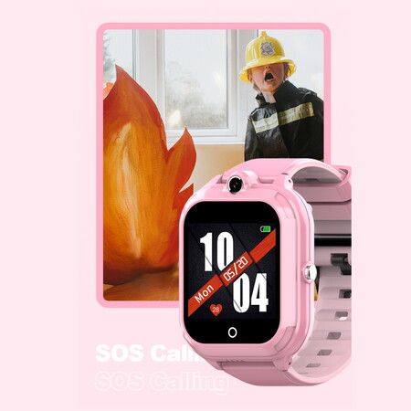 4G Kids Smart Watch VOICE CHAT and CALL SOS CALL Camera  WiFi Location, Long Standby Col Pink