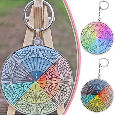 Feelings Wheel Keychain Accessories, Emotion Wheel Pendant Keychain