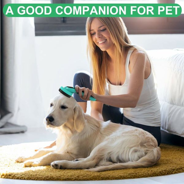 Pet Cleaning Slicker Brush for Shedding Long Short Haired, Safe Painless Bristles , Sit For All Size Pet, With Comb and Nail Clippers included