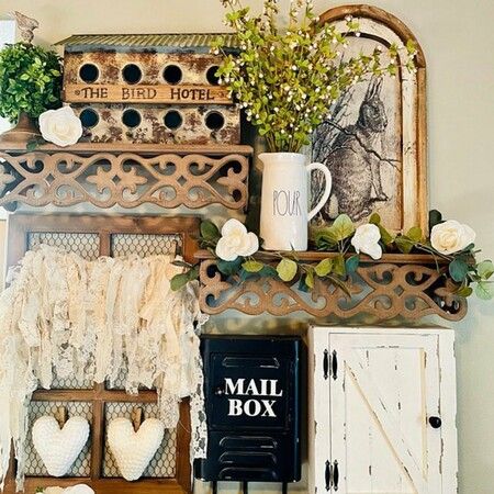 Rustic Farmhouse Floral Country Rabbit Painting Wall Artworks Pictures