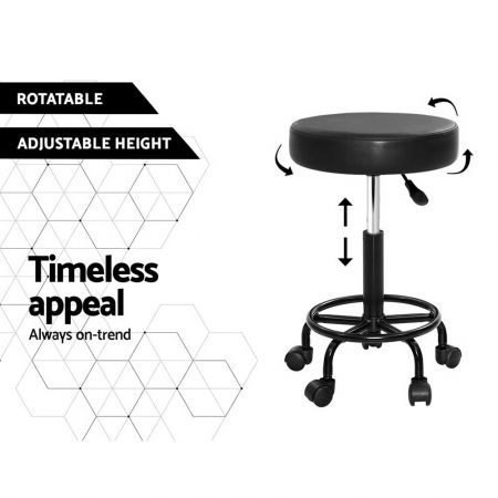 Artiss 2X Salon Stool Swivel Round Barber Hair Bar Stools Hydraulic Lift Black