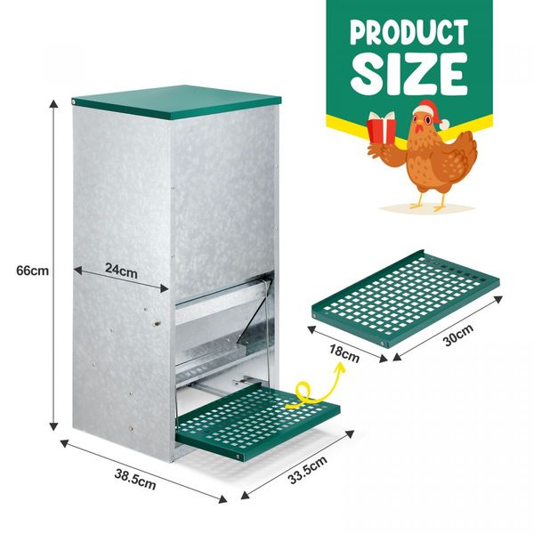 Auto Chicken Feeder Automatic Poultry Treadle Hens Rabbit Chook Food Dispenser Rat Bird Water Proof Galvanised