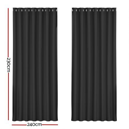 Artiss 2X Blockout Curtains Eyelet 240x230cm Black