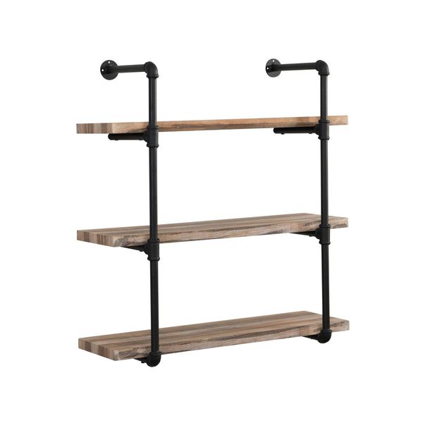 3 Tier Industrial Pipe Wall Shelf Retro Brown