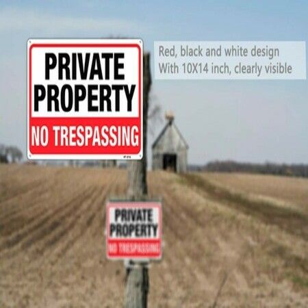 Large Private Property No Trespassing Sign14"x10" Rust Free Aluminum,UV Ink Printing,Durable/Weatherproof Up to 7 Years Outdoor for Home (2-Pack)