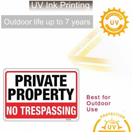 Large Private Property No Trespassing Sign14"x10" Rust Free Aluminum,UV Ink Printing,Durable/Weatherproof Up to 7 Years Outdoor for Home (2-Pack)