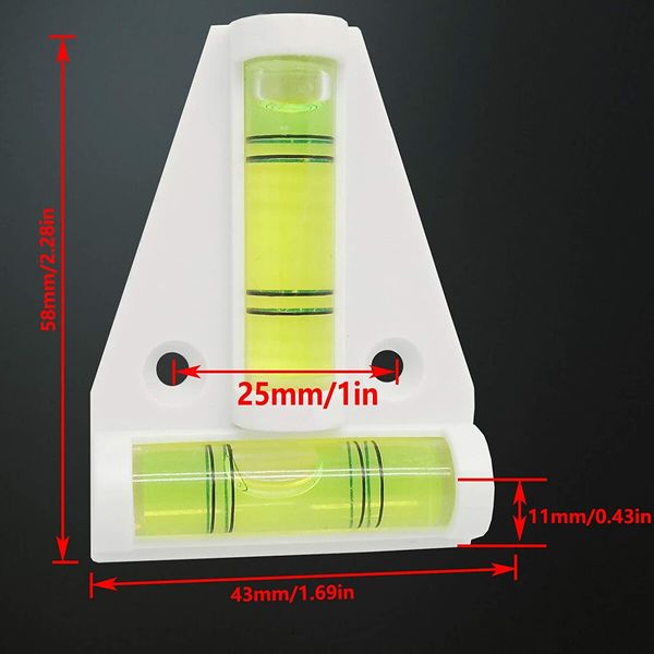 4PCS T-type Spirit Level,Mini Two-Ways RV T Level Bubble Level