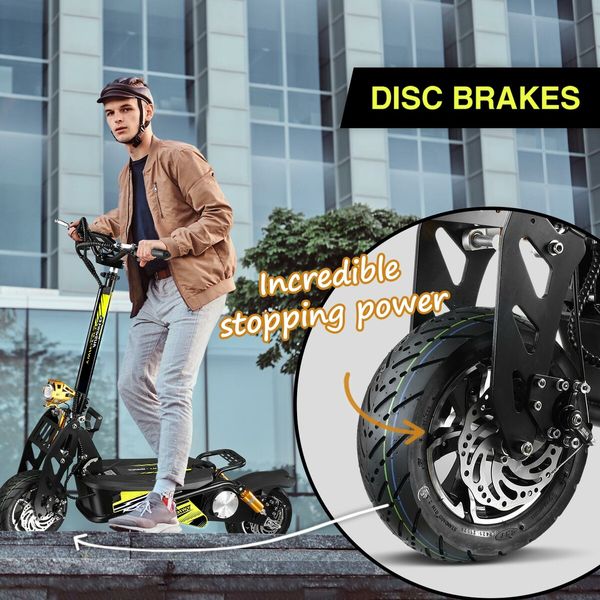 Off Road Electric Scooter E-scooter Auswheel Motorised Foldable Bike Commuting Vehicle 1600W with Seat Disc Brake