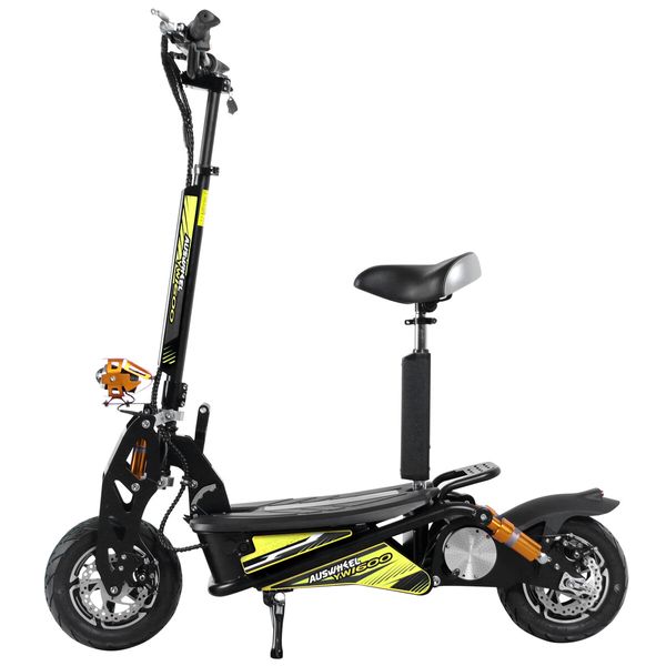 Off Road Electric Scooter E-scooter Auswheel Motorised Foldable Bike Commuting Vehicle 1600W with Seat Disc Brake