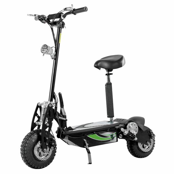 Off Road Electric Scooter E-scooter Auswheel Adults Folding Motorised Commuting Vehicle 500W with Seat Disc Brake  Black Grey