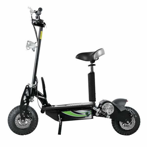 Off Road Electric Scooter E-scooter Auswheel Adults Folding Motorised Commuting Vehicle 500W with Seat Disc Brake  Black Grey