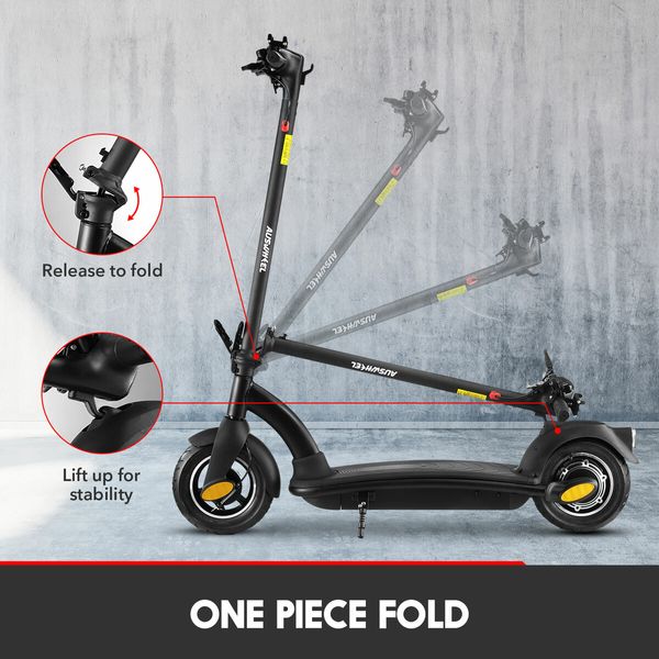 Off Road E-scooter Electric Scooter AUSWHEEL 500W Adults Foldable Motorised Bike Commuting Vehicle Seat Drum Brake LED Lights