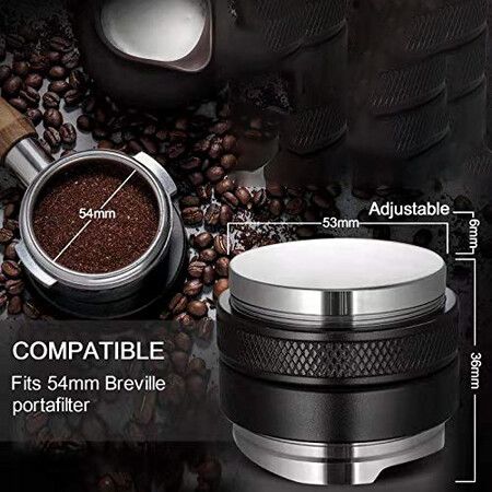 53mm Coffee Distributor & Tamper Dual Head Coffee Leveler Fits for 54mm Breville Portafilter Adjustable Depth Professional Espresso Hand Tampers