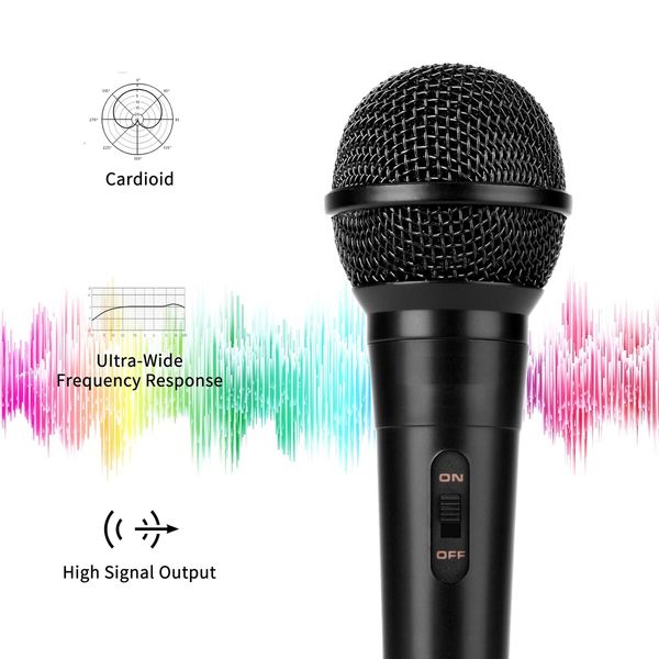 Handheld Wired Microphone,Cardioid Dynamic Vocal Mic with 13ft Cable and ON/Off Switch,Ideally Suited for Speakers,Karaoke Singing Machine,Amp,Mixer