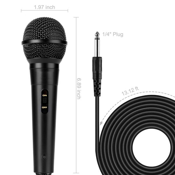 Handheld Wired Microphone,Cardioid Dynamic Vocal Mic with 13ft Cable and ON/Off Switch,Ideally Suited for Speakers,Karaoke Singing Machine,Amp,Mixer