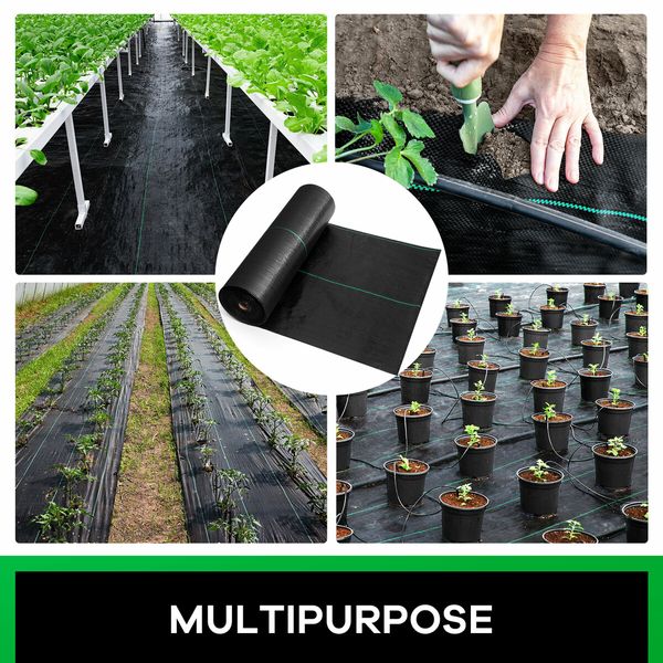 Weed Control Mat Barrier Gardening Ground Cover Landscape Plastic Block Guard 80GSM 1.83 x 50 M