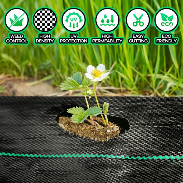 Weed Control Mat Barrier Gardening Ground Cover Landscape Plastic Block Guard 80GSM 1.83 x 50 M