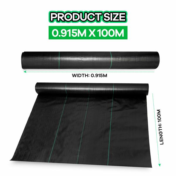 Weed Mat Ground Cover Control Barrier Gardening Block Landscape Guard Plastic 90GSM 0.915 x 100M