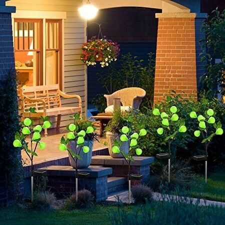 2pcs Solar Garden Lights,Outdoor Solar Pear Tree LED Lights Waterproof Park Stake Landscape Lights for Patio Yard Pathway