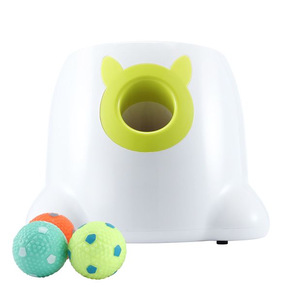 Dog Ball Launcher Automatic Thrower Fetch Throwing Machine Adjustable Distance 3 Coloured Latex Balls Waterproof Dirt Resistant Petscene