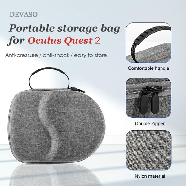 Carry case for Oculus Quest 2/Meta Quest 2 VR Glass Double Layer Easy Storage Box and Hand Carrying Bag Virtual Reality Device Unit