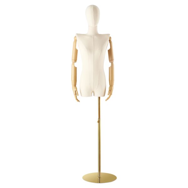 Female Mannequin Dummy Model Manikin Dressmaking Dress Form Upper Torso Adjustable Detachable Fashion Clothing Wedding Dress Display Stand 200cm