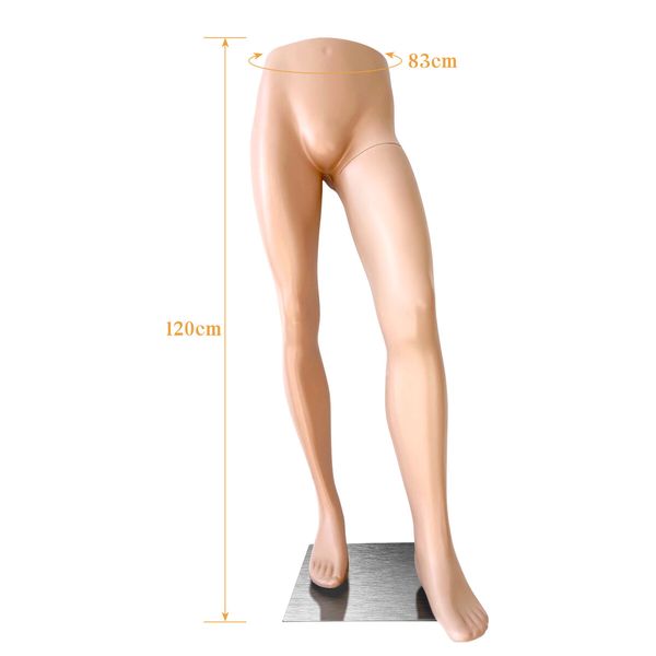 Male Mannequin Leg Form Torso Manikin Dummy Model Dressmaking Lower Half Body Shop Clothing Display Stand Detachable Skin Tone Metal Base 120cm