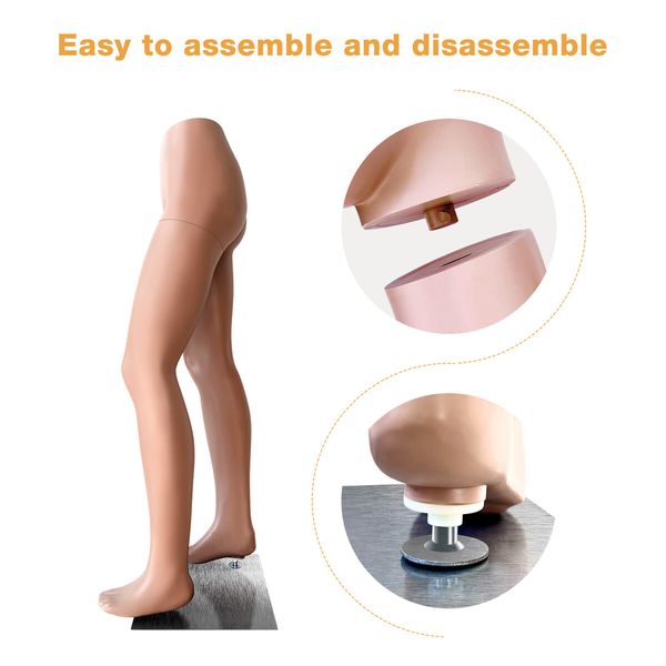 Male Mannequin Leg Form Torso Manikin Dummy Model Dressmaking Lower Half Body Shop Clothing Display Stand Detachable Skin Tone Metal Base 120cm